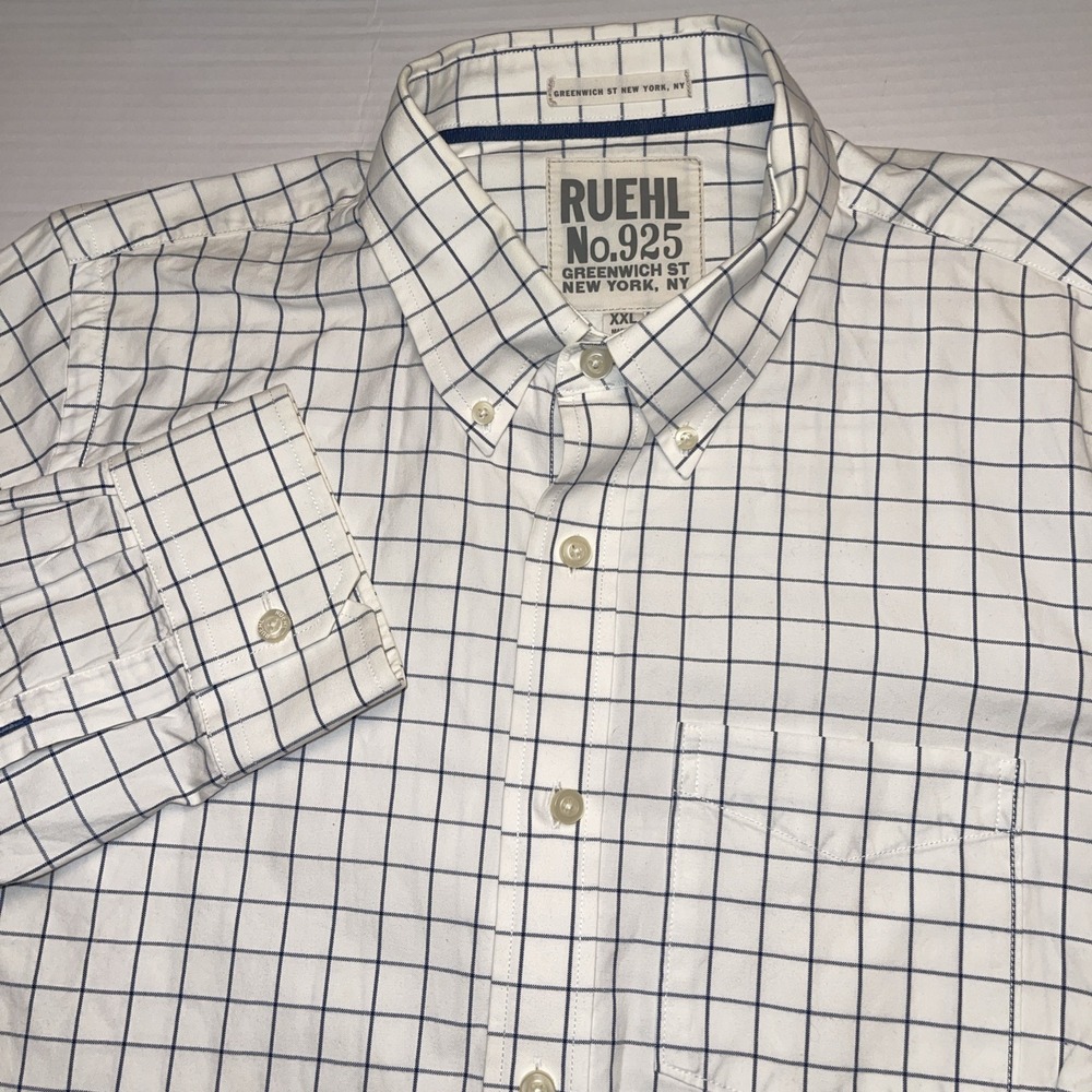 VTG RUEHL No.925 Mens XXL Button Down Shirt Oversized Y2K Rare oxford